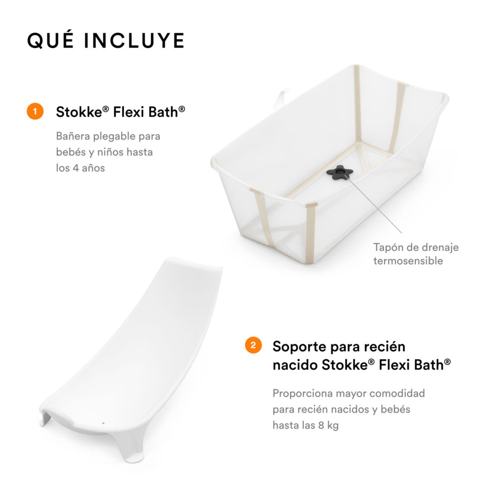 BUNDLE BAÑERA PLEGABLE FLEXI BATH XL + SOPORTE PARA RECIÉN NACIDO STOKKE